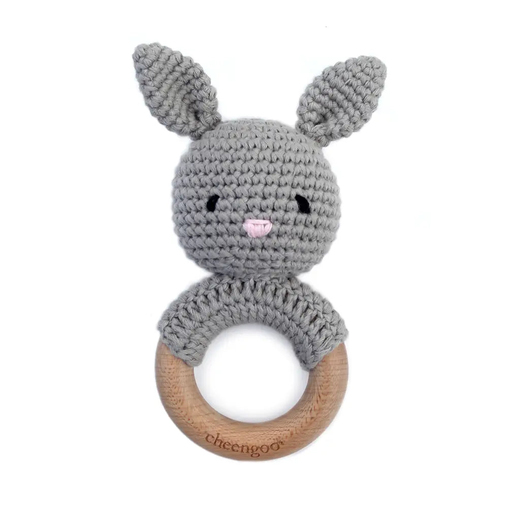 Grey Bunny Teething Rattle